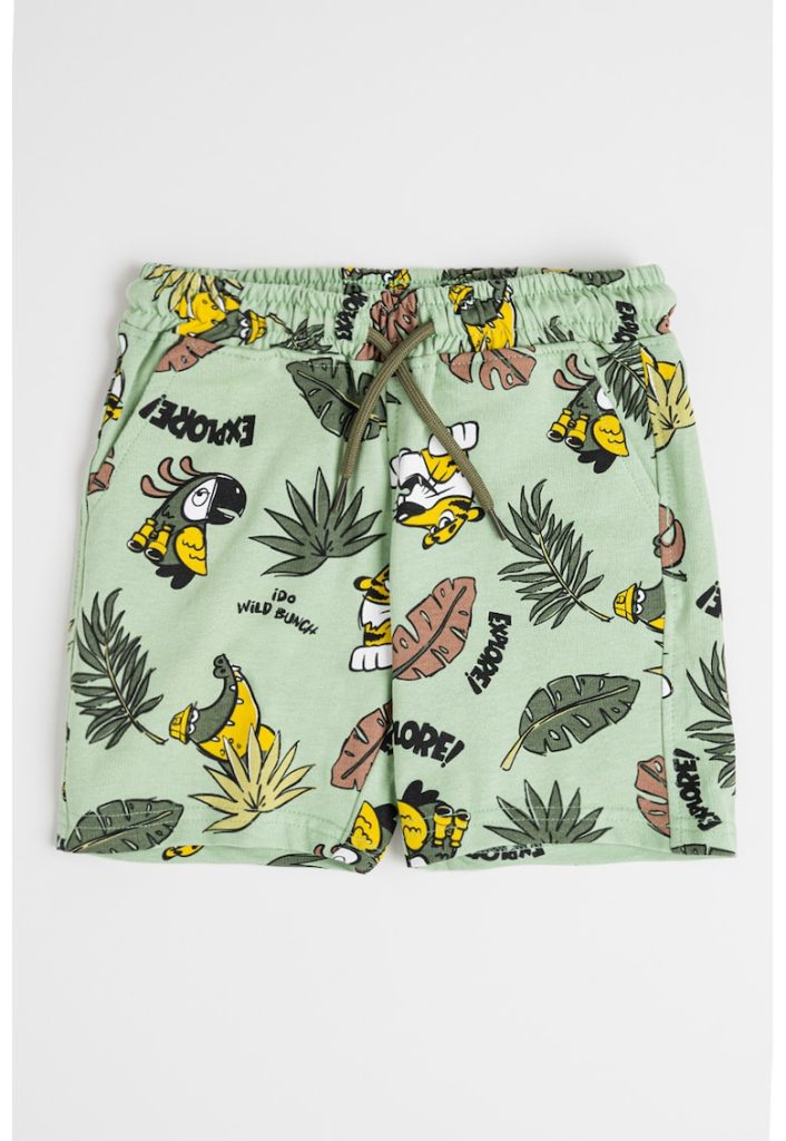 Pantaloni scurti din bumbac cu model si snur de ajustare in talie-BAIETI/IMBRACAMINTE/Sorturi-IMBRACAMINTE/Sorturi