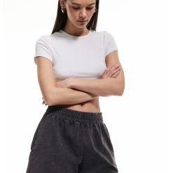 Pantaloni scurti relaxed-fit cu talie inalta-FEMEI/IMBRACAMINTE/Pantaloni si colanti-IMBRACAMINTE/Pantaloni si colanti
