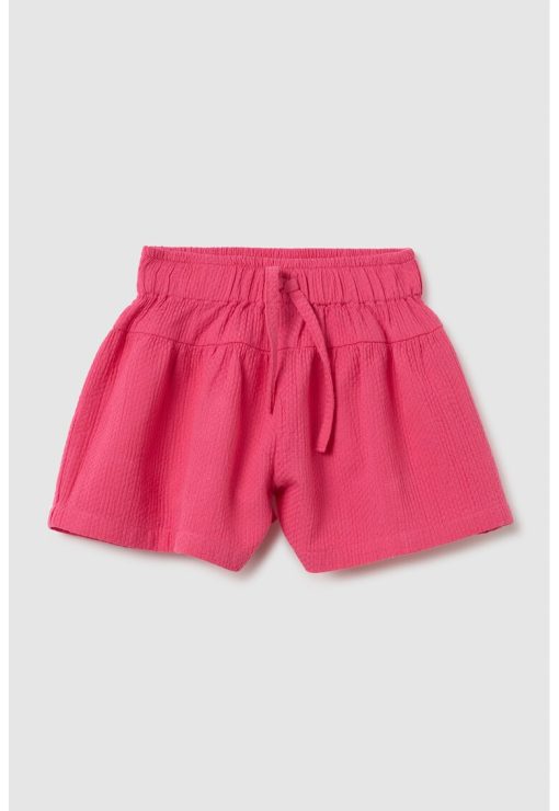 Pantaloni scurti texturati cu snur-FETE/IMBRACAMINTE/Sorturi-IMBRACAMINTE/Sorturi