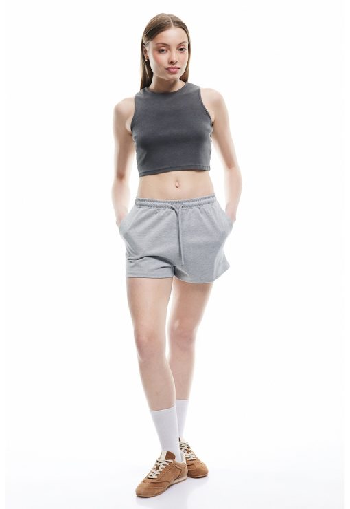 Pantaloni scurti uni cu snur-FEMEI/IMBRACAMINTE/Pantaloni si colanti-IMBRACAMINTE/Pantaloni si colanti
