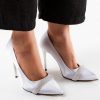 Pantofi Tareg Argintii-Pantofi cu toc-Pantofi cu toc