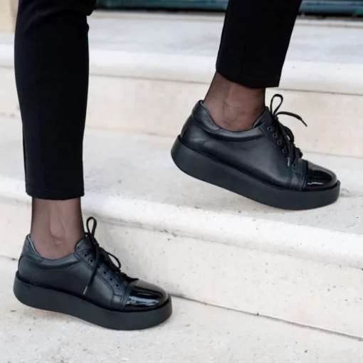 Pantofi confortabili din piele naturala 607 negru-Pantofi-Pantofi