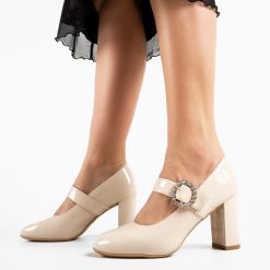 Pantofi dama Renee Bej-Pantofi cu toc-Pantofi cu toc