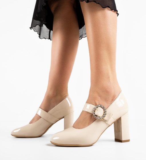 Pantofi dama Renee Bej-Pantofi cu toc-Pantofi cu toc