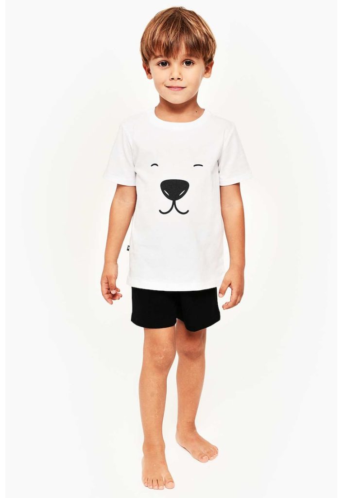 Pijama scurta din bumbac cu imprimeu-FETE/IMBRACAMINTE/Pijamale si halate de baie-IMBRACAMINTE/Pijamale si halate de baie