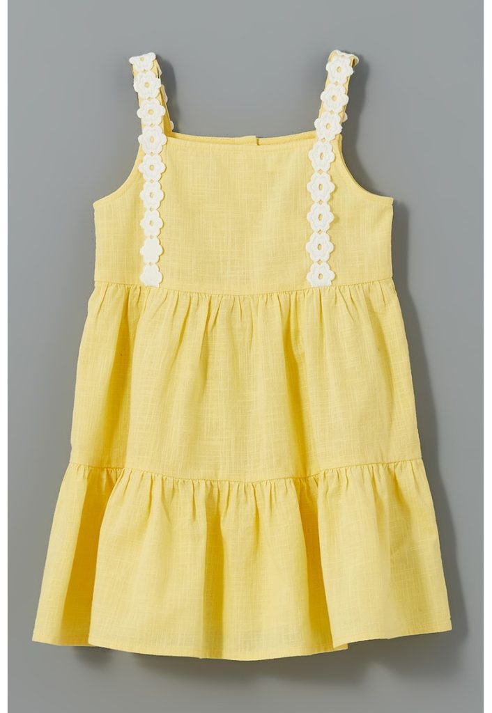 Rochie cu volane si detaliu floral-FETE/IMBRACAMINTE/Rochii-IMBRACAMINTE/Rochii