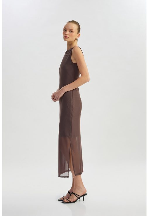 Rochie midi cu decolteu rotund-FEMEI/IMBRACAMINTE/Rochii-IMBRACAMINTE/Rochii