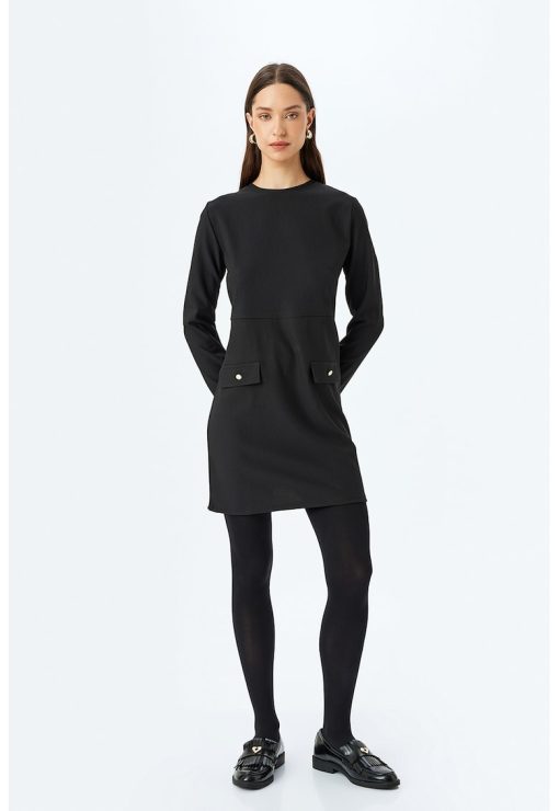 Rochie mini uni cu decolteu la baza gatului-FEMEI/IMBRACAMINTE/Rochii-IMBRACAMINTE/Rochii