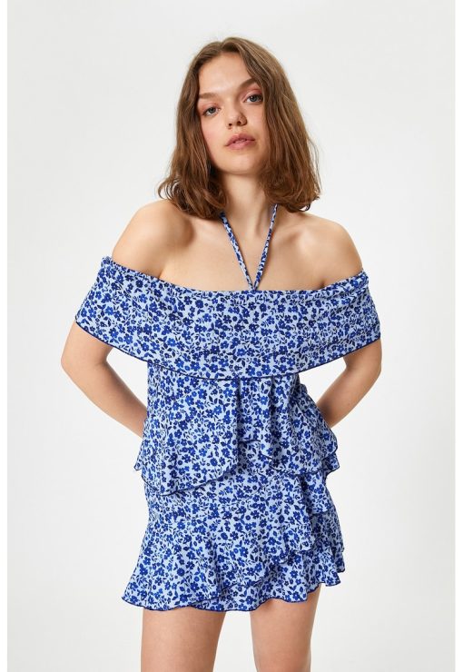Rochie scurta cu model floral-FEMEI/IMBRACAMINTE/Rochii-IMBRACAMINTE/Rochii