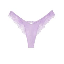Rose lace-trim high-leg thong panty l L-Imbracaminte-