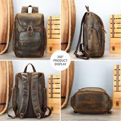 Rucsac pentru barbati Velian GT3328 piele naturala Maro 4