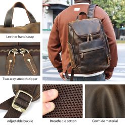 Rucsac pentru barbati Velian GT3328 piele naturala Maro 5