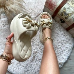 Saboti Papuci dama Crem XF42-Incaltaminte > Incaltaminte dama > Papuci dama