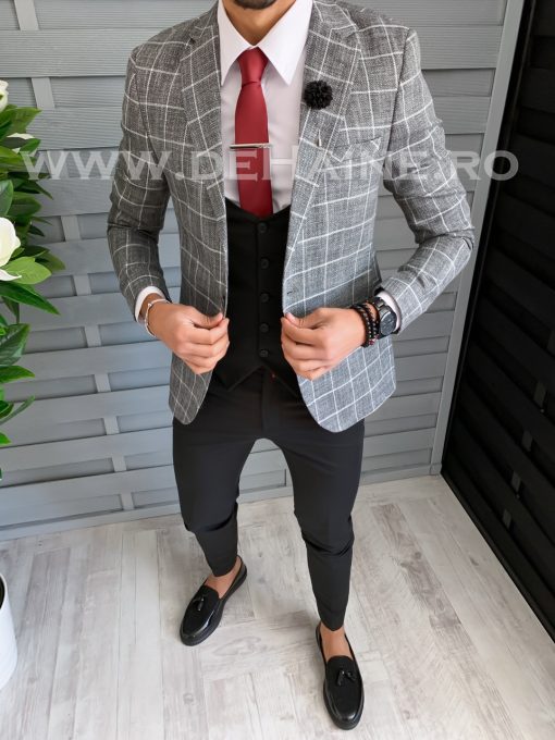 Sacou barbati in carouri slim fit B1486 N8-3.1-Sacouri barbati