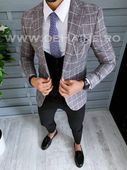 Sacou barbati in carouri slim fit B1543  D3-3.1-Sacouri barbati