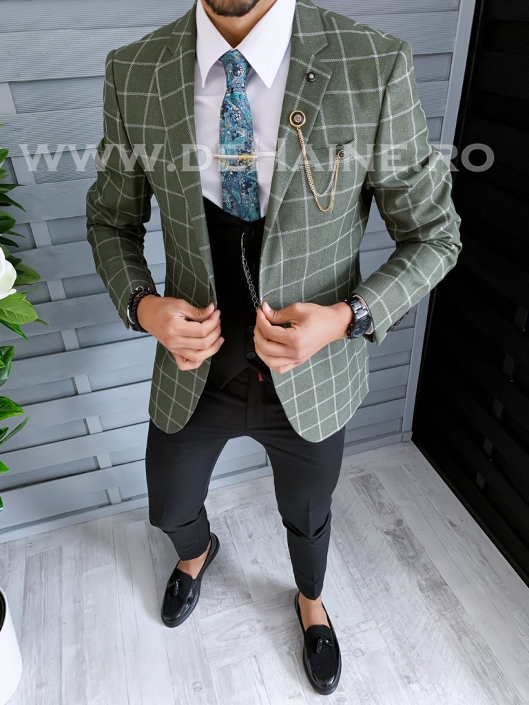 Sacou barbati verde slim fit B1533  O3-5.1-Sacouri barbati