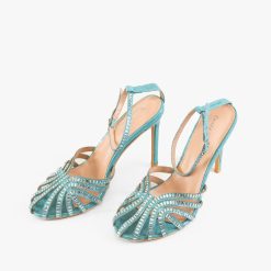 Sandale cu toc Bridg Albastre 2