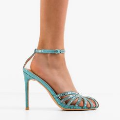 Sandale cu toc Bridg Albastre 4