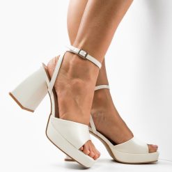 Sandale cu toc Flaviana Albe 2