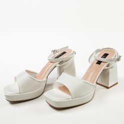 Sandale cu toc Flaviana Albe 4