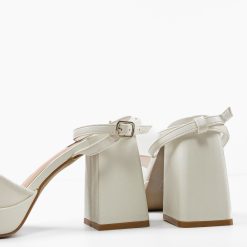 Sandale cu toc Flaviana Albe 5