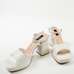 Sandale cu toc Flaviana Albe 6