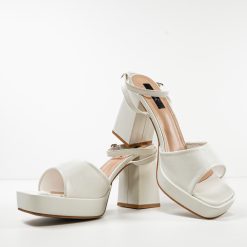 Sandale cu toc Flaviana Albe 7