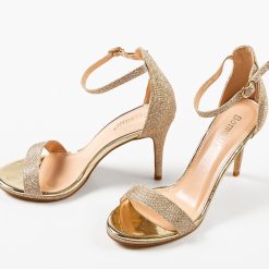 Sandale cu toc Krijo Aurii 4