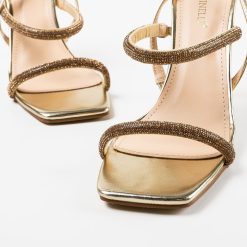 Sandale cu toc Myas Aurii 4