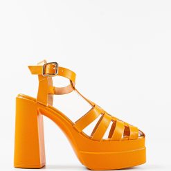 Sandale cu toc Natalia Portocalii 4