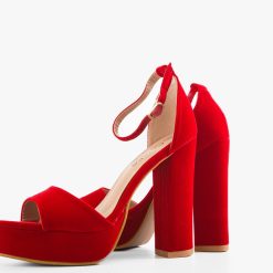Sandale cu toc Stuart Rosii 4
