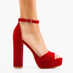 Sandale cu toc Stuart Rosii 5