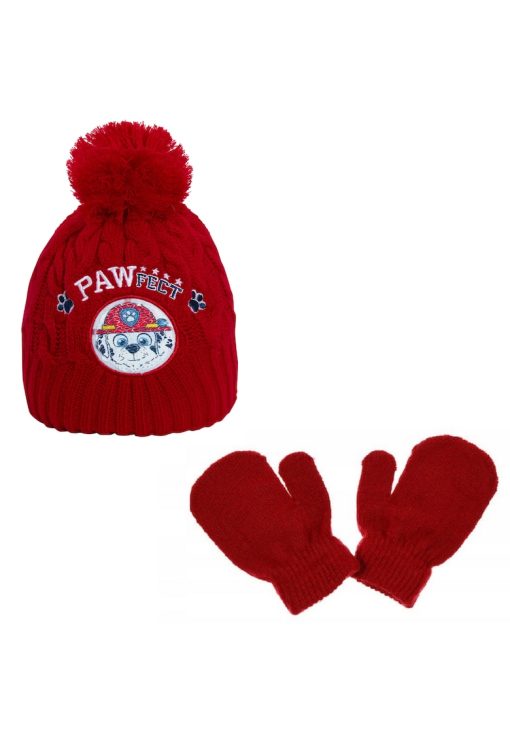 Set Caciula si Manusi  rosu - 50 - material 100% poliester - sezon: iarna-BAIETI/GENTI SI ACCESORII/Palarii