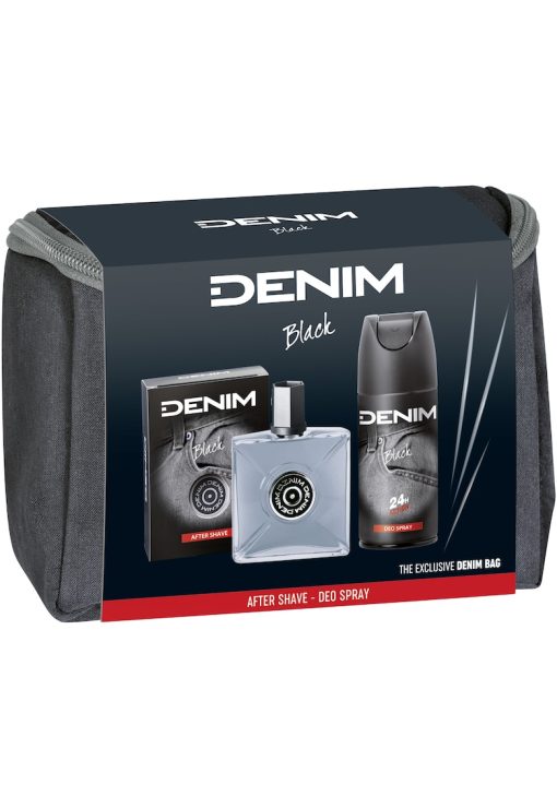 Set cadou  Black: Lotiune dupa ras - 100 ml + Deodorant Spray - 150 ml + Borseta-FEMEI/INGRIJIRE COSMETICA/Produse cosmetice-INGRIJIRE COSMETICA/Produse cosmetice