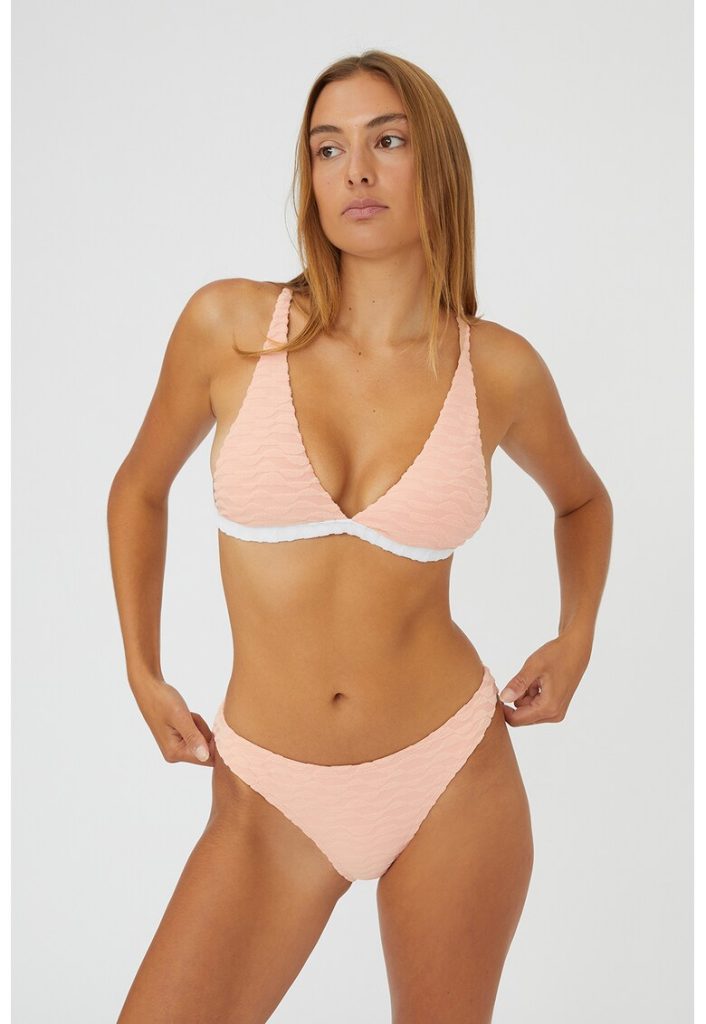 Sutien de baie texturat cu cupe triunghiulare-FEMEI/IMBRACAMINTE/Costume de baie-IMBRACAMINTE/Costume de baie