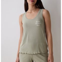Top striat de pijama cu terminatie valurita-FEMEI/IMBRACAMINTE/Pijamale si halate de baie-IMBRACAMINTE/Pijamale si halate de baie
