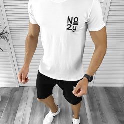 Trening barbati alb/negru pantaloni + tricou 10590  D9-4-Trening