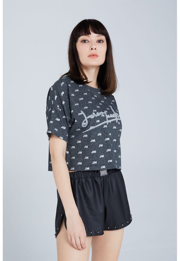 Tricou crop cu model logo-FEMEI/IMBRACAMINTE/Tricouri si maiouri-IMBRACAMINTE/Tricouri si maiouri