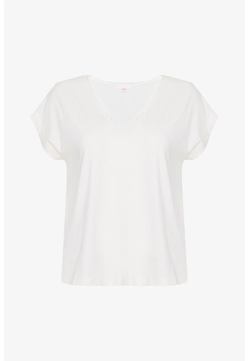 Tricou cu de pijama cu decolteu in V si model uni-FEMEI/IMBRACAMINTE/Pijamale si halate de baie-IMBRACAMINTE/Pijamale si halate de baie