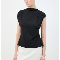 Tricou cu decolteu drapat-FEMEI/IMBRACAMINTE/Tricouri si maiouri-IMBRACAMINTE/Tricouri si maiouri