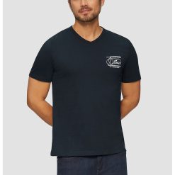 Tricou cu decolteu in V si logo brodat pe piept-BARBATI/IMBRACAMINTE/Tricouri si maiouri-IMBRACAMINTE/Tricouri si maiouri