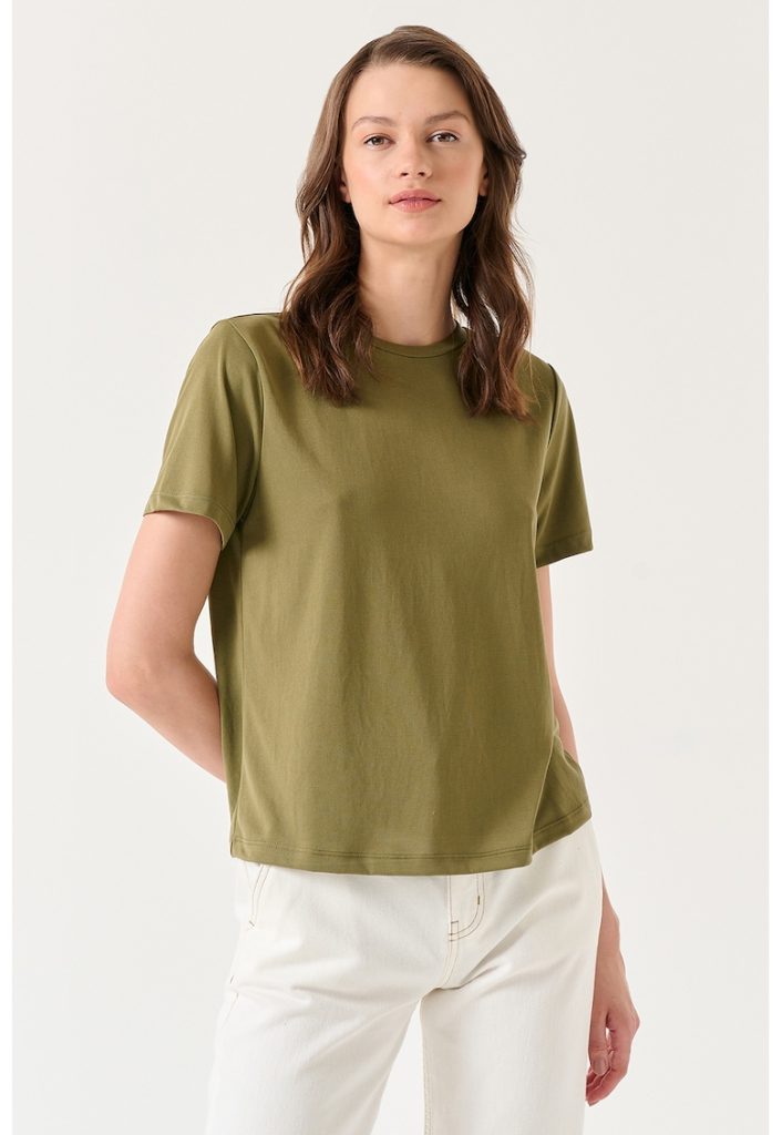 Tricou cu decolteu la baza gatului - din amestec de modal Stiziano-FEMEI/IMBRACAMINTE/Tricouri si maiouri-IMBRACAMINTE/Tricouri si maiouri