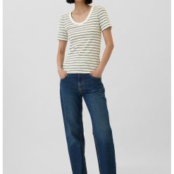 Tricou cu dungi si decolteu adanc-FEMEI/IMBRACAMINTE/Tricouri si maiouri-IMBRACAMINTE/Tricouri si maiouri