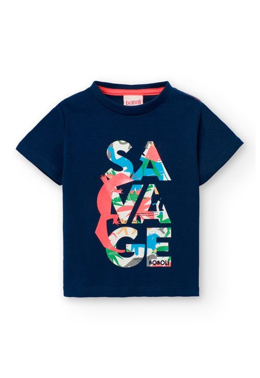 Tricou de bumbac cu decolteu la baza gatului si imprimeu-FETE/IMBRACAMINTE/Tricouri si maiouri-IMBRACAMINTE/Tricouri si maiouri