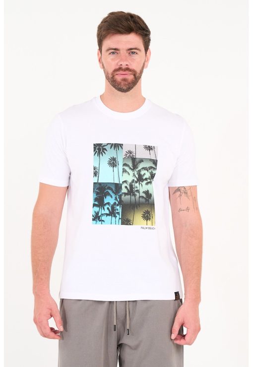 Tricou de bumbac cu imprimeu tropical-BARBATI/IMBRACAMINTE/Tricouri si maiouri-IMBRACAMINTE/Tricouri si maiouri
