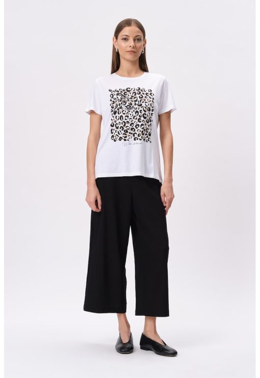 Tricou din amestec de bumbac cu animal print-FEMEI/IMBRACAMINTE/Tricouri si maiouri-IMBRACAMINTE/Tricouri si maiouri