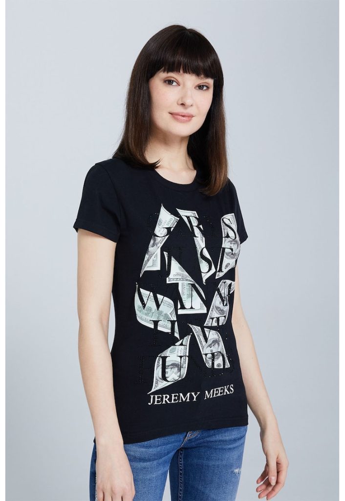 Tricou din amestec de bumbac organic cu imprimeu grafic-FEMEI/IMBRACAMINTE/Tricouri si maiouri-IMBRACAMINTE/Tricouri si maiouri