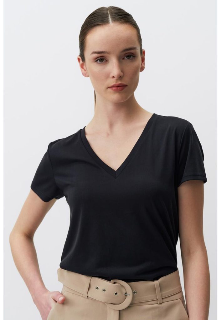 Tricou din amestec de modal cu decolteu in V-FEMEI/IMBRACAMINTE/Tricouri si maiouri-IMBRACAMINTE/Tricouri si maiouri