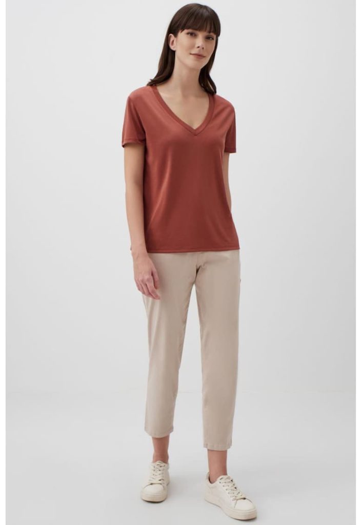 Tricou din amestec de modal cu decolteu in V-FEMEI/IMBRACAMINTE/Tricouri si maiouri-IMBRACAMINTE/Tricouri si maiouri