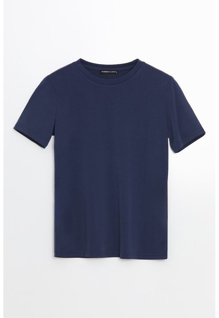 Tricou din amestec de modal cu decolteu la baza gatului-FEMEI/IMBRACAMINTE/Tricouri si maiouri-IMBRACAMINTE/Tricouri si maiouri